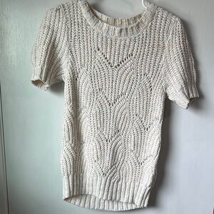 Cream Knit Short Sleeve Sweater